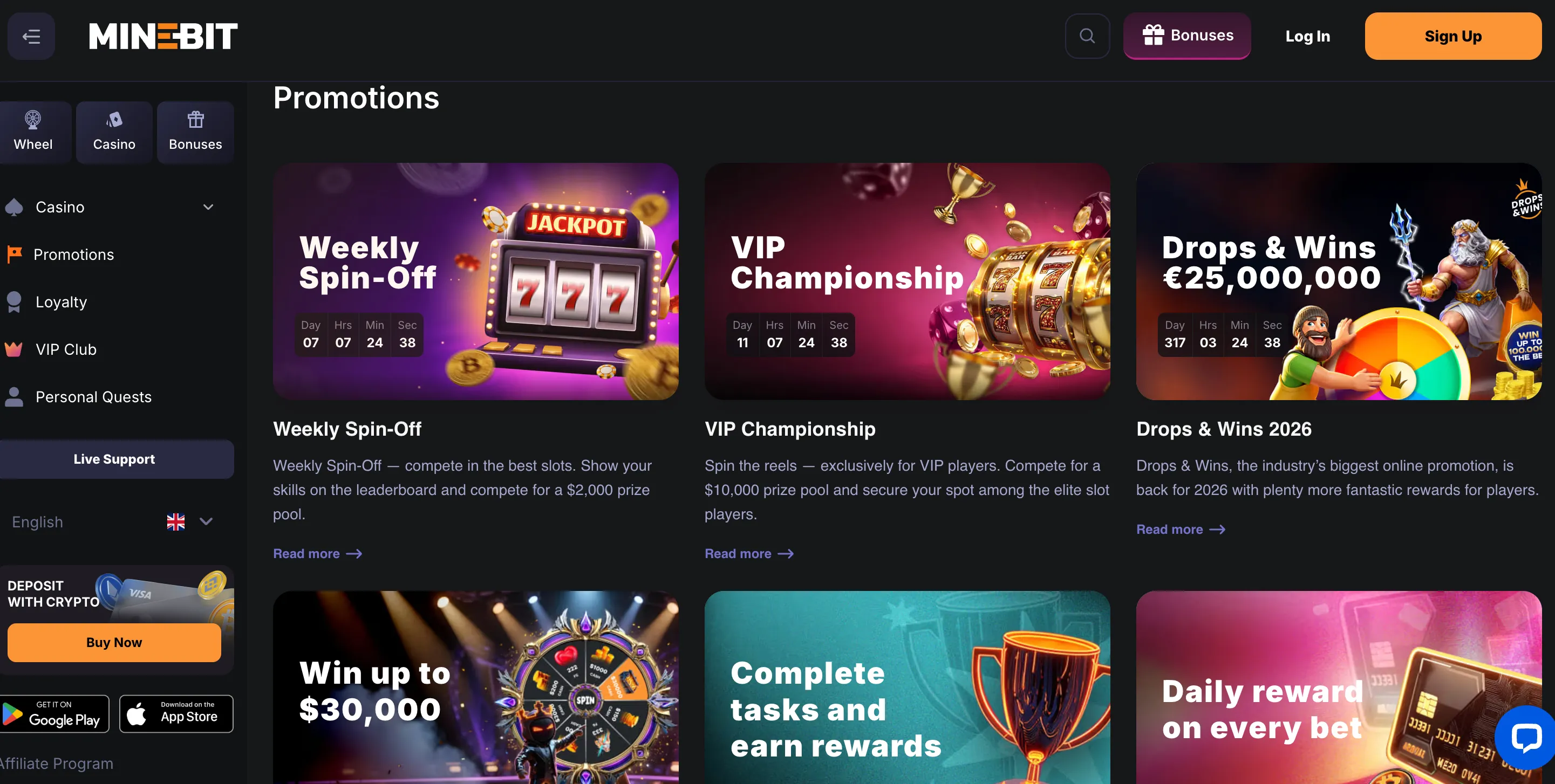 Minebit Casino welcome bonus and weekly tournament offers