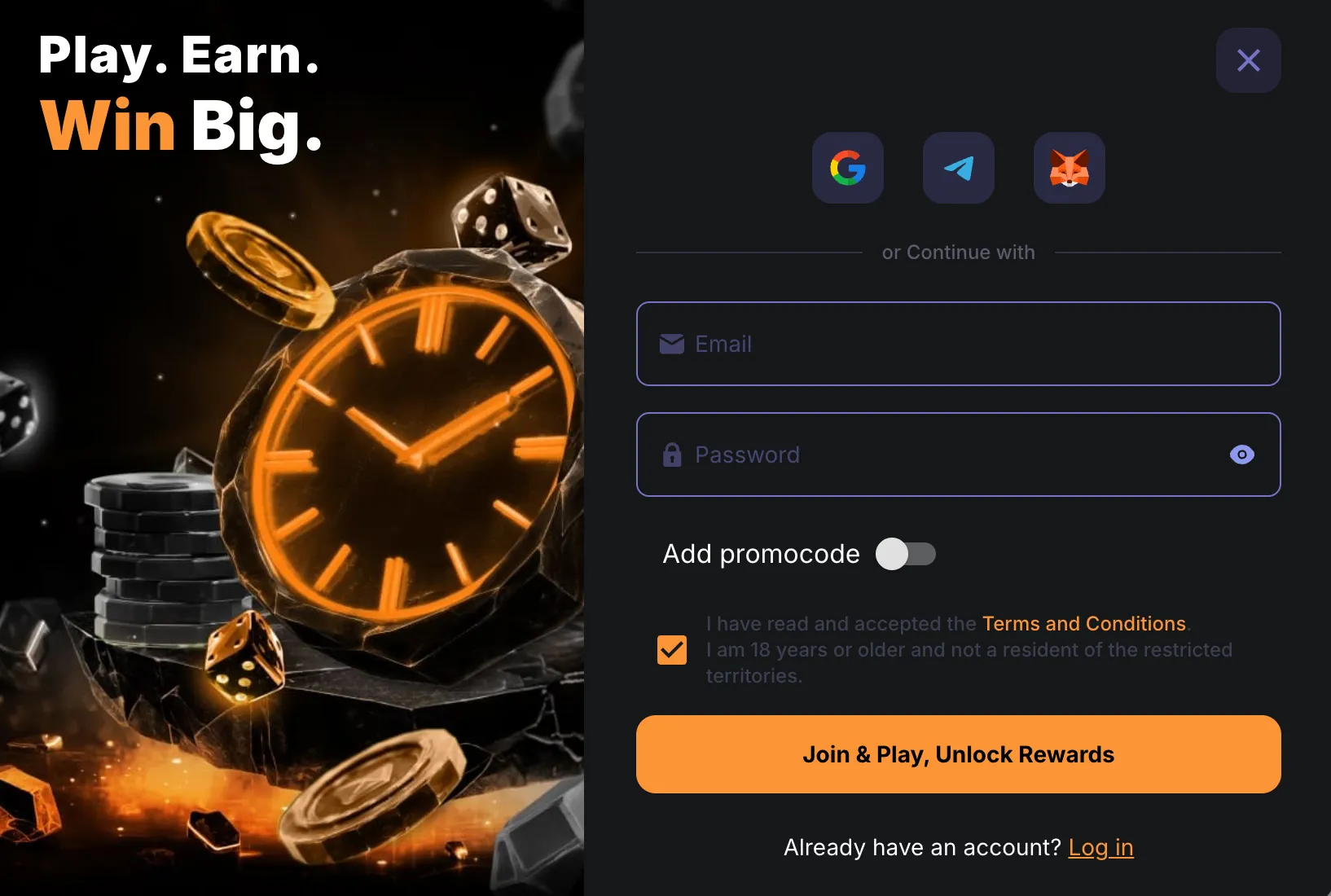 Minebit Casino sign up process for Canadian users